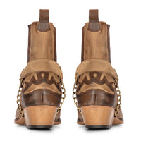 Mens Western Brown Cowboy Boots Vintage Pointed Knight Ankle Country Boot Riding Real Leather