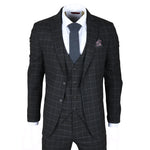 IM3 Men's Black Checked Tailored Fit 3-Piece Suit