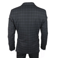 IM3 Men's Black Checked Tailored Fit 3-Piece Suit