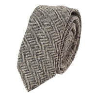 281 - Men's Oak Herringbone Tweed Wool Tie & Handkerchief 2"