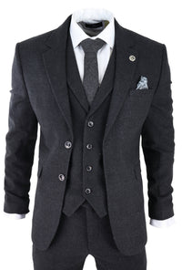 Men's Black Glen Check 3 Piece Suit