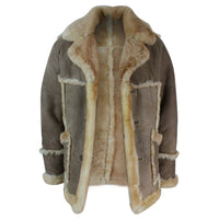 Men's Beige Cream Brown Original 3/4 Long Sheepskin Jacket