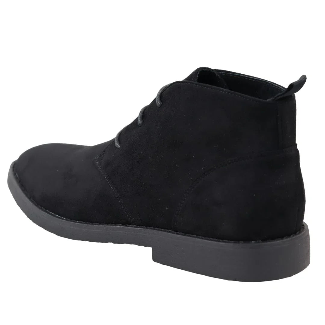Mens's Chukka Desert Lace Up Black Ankle Boots
