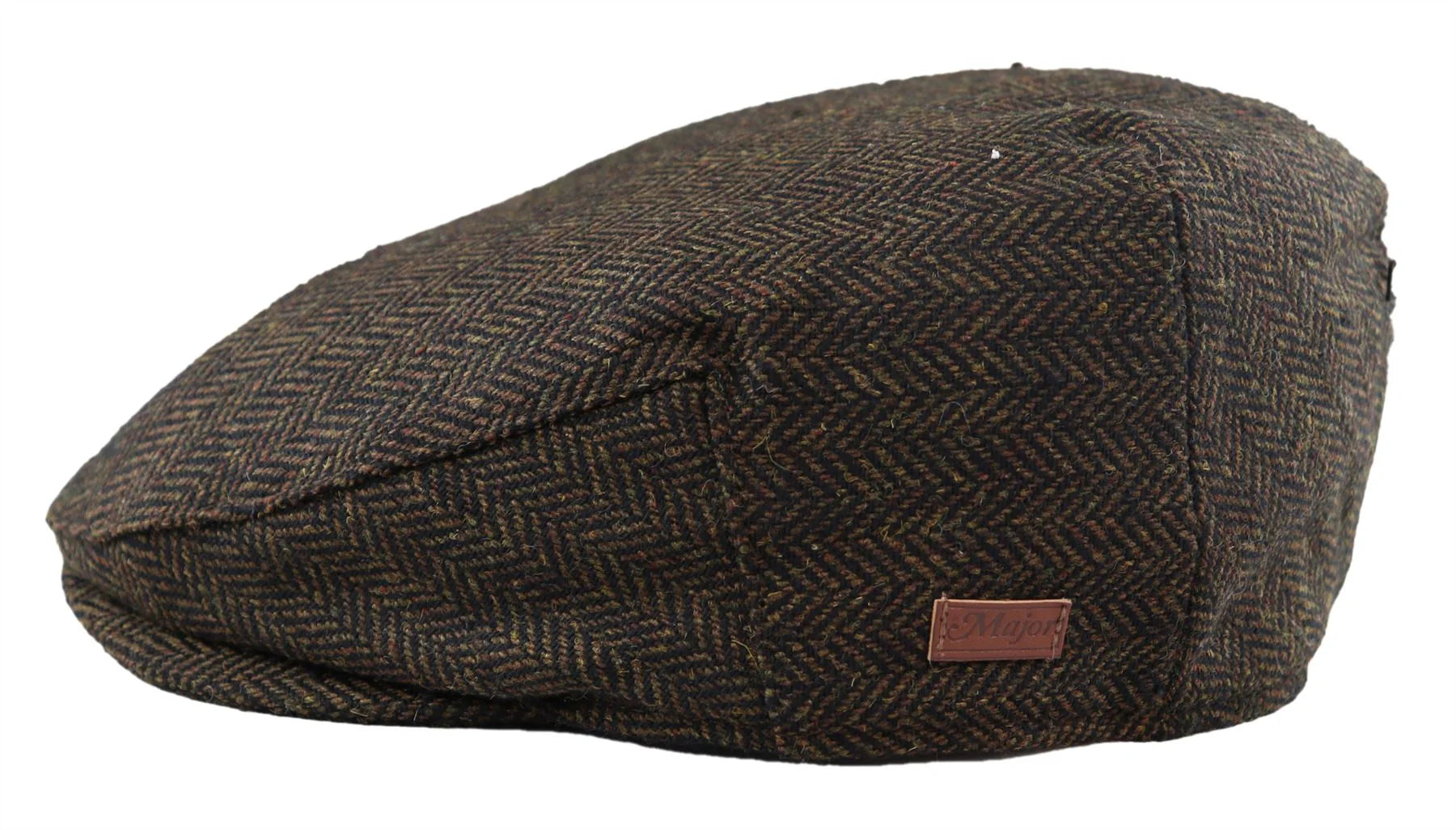 Men's Flat Cap Wool Herringbone Brown Tweed Classic 1920s Unisex Del Boy