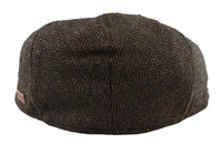 Men's Flat Cap Wool Herringbone Brown Tweed Classic 1920s Unisex Del Boy