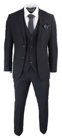 Paul Andrew Parker - Mens 3 Piece Black Tailored Fit Complete Suit Classic Door Man Mourning Funeral