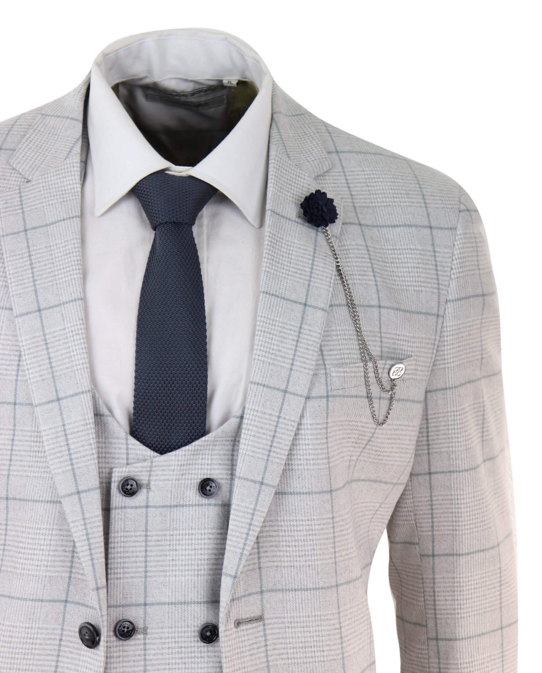 Light Grey Check 3 Piece Suit