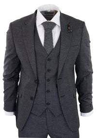 Dark-Grey Sheppard's Check 3 Piece Suit - RK20-12