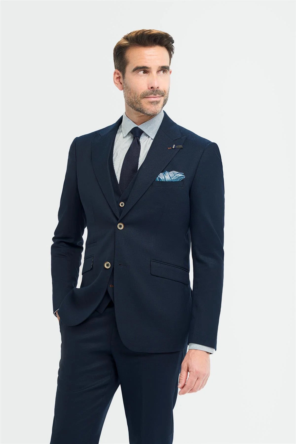 Tropez - Men's 3 Piece Navy Tailored Fit Suit