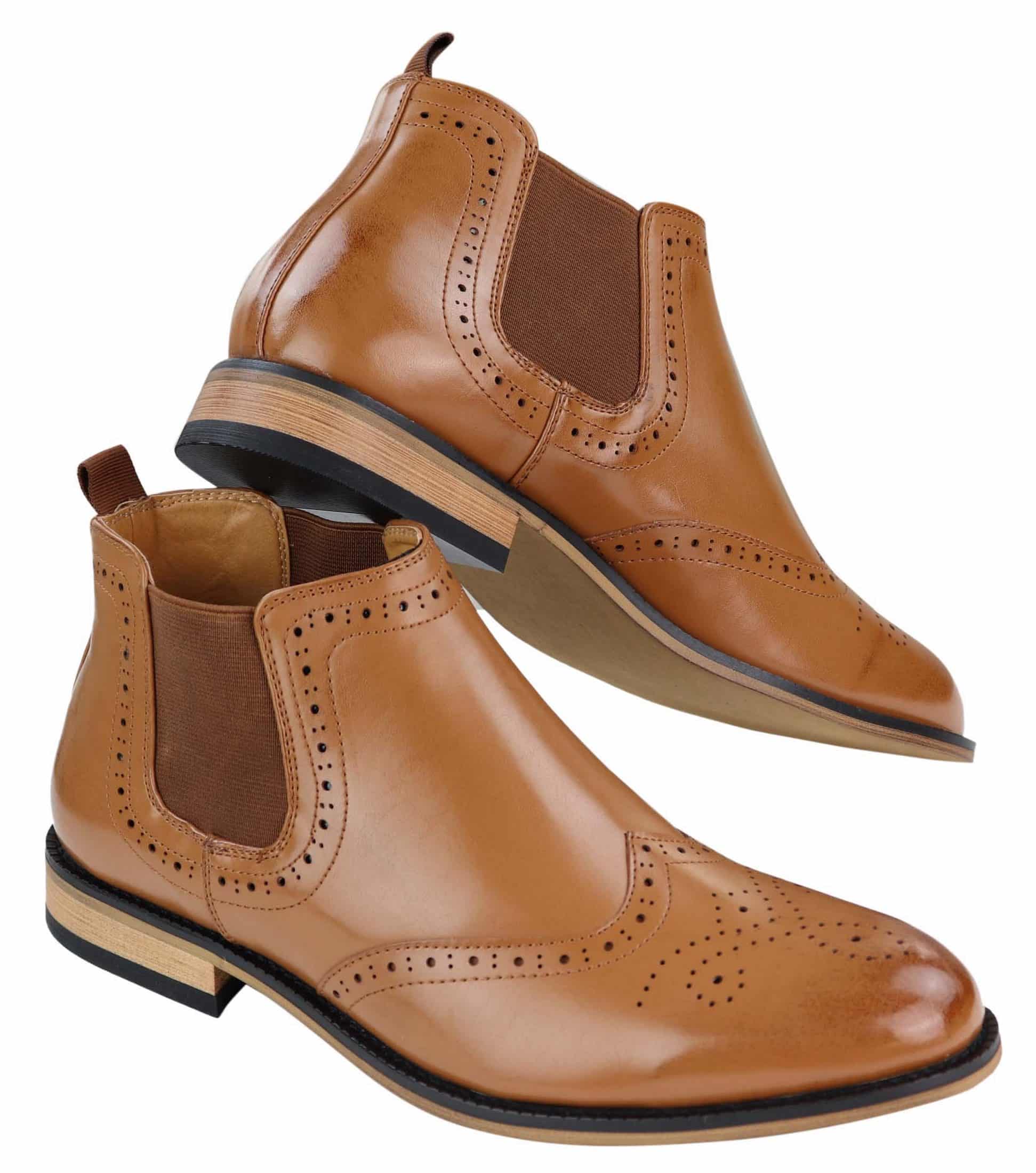 Men's Slip-On Brogue Boots