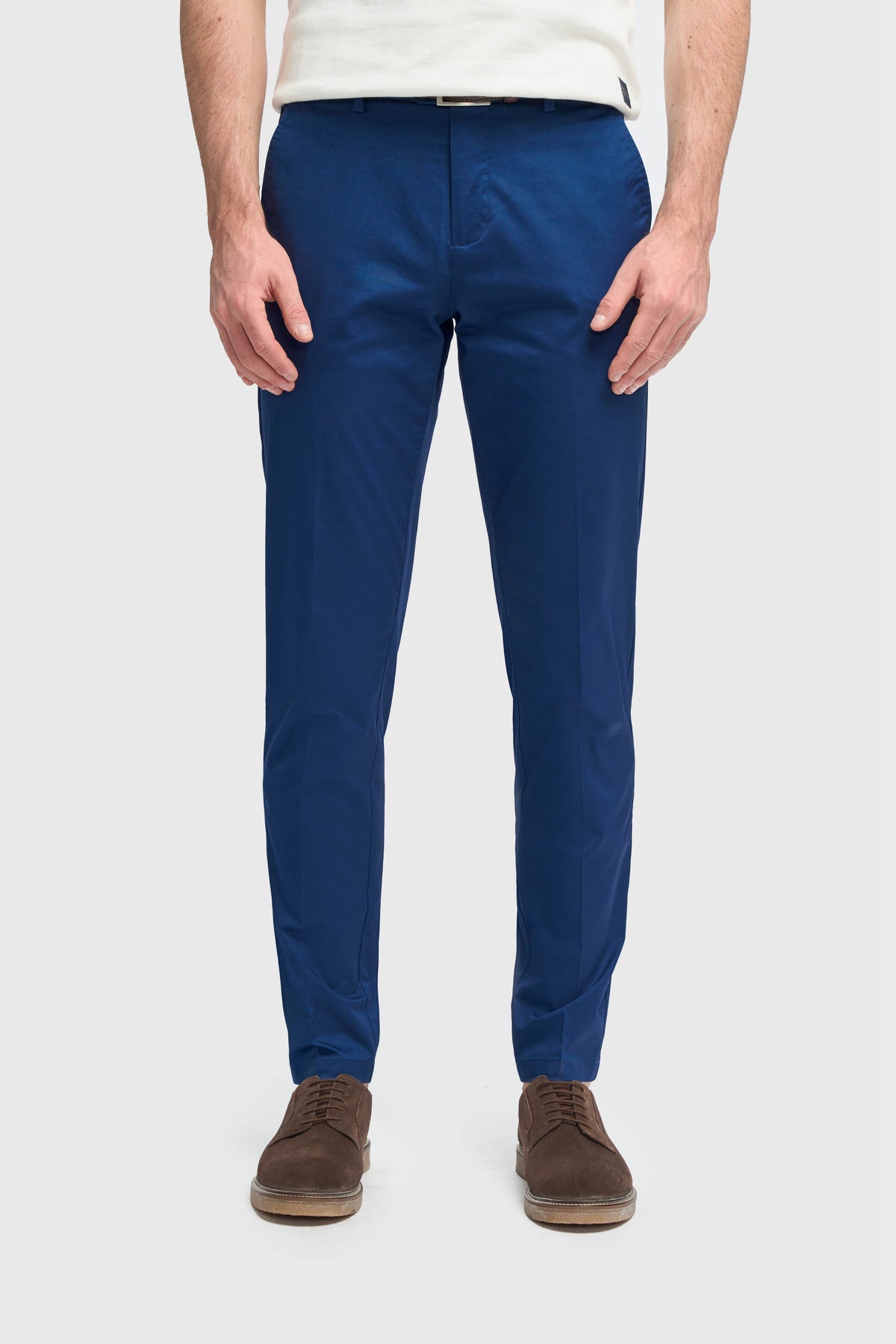 Mario - Męskie letnie niebieskie eleganckie spodnie