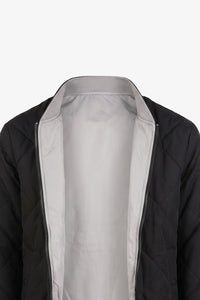 Męska, czarno-beżowa, dwustronna, lekka, pikowana kurtka typu bomber 2 w 1