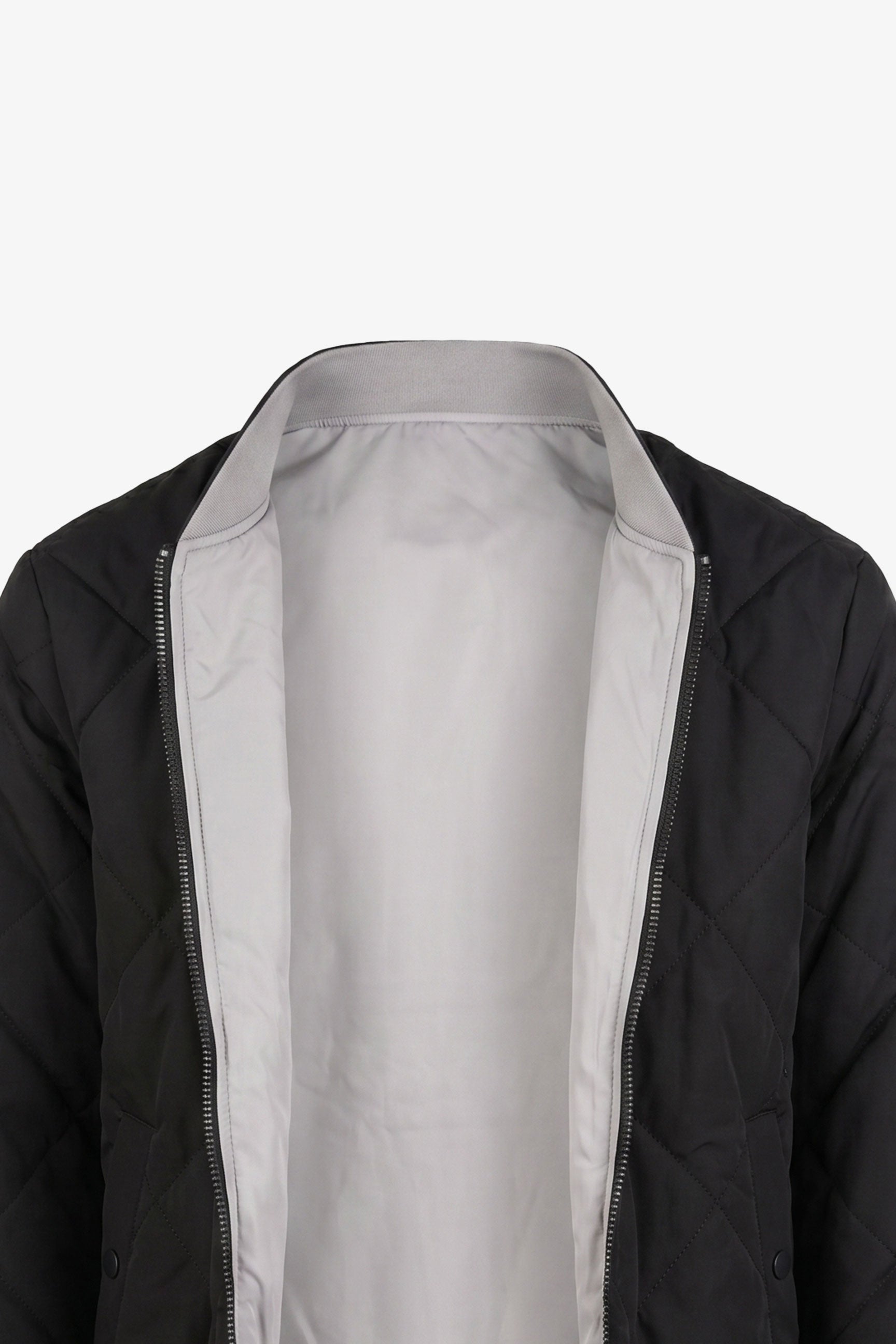 Męska, czarno-beżowa, dwustronna, lekka, pikowana kurtka typu bomber 2 w 1