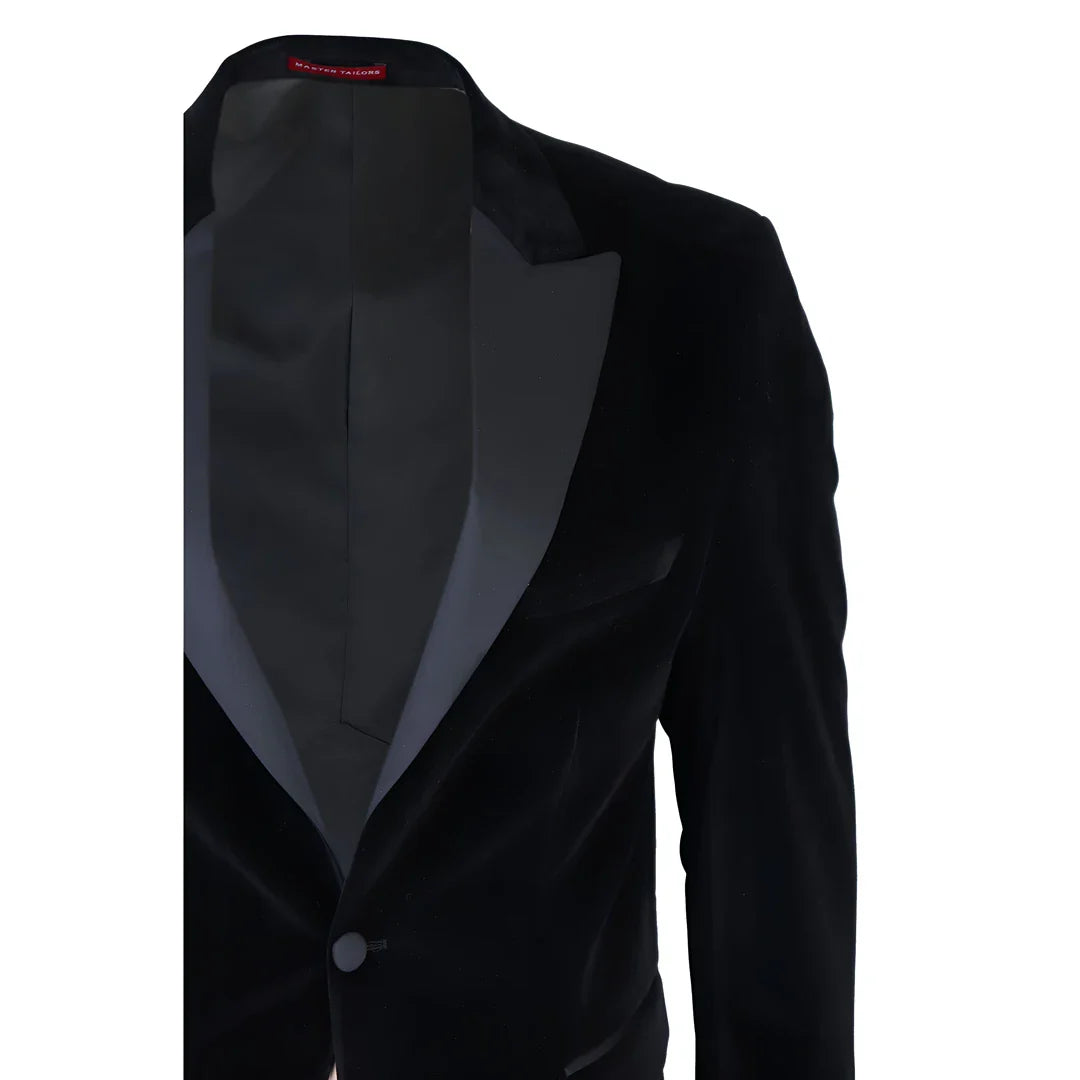 Men's Black Velvet Tux Blazer Satin Lapels Dinner Wedding Prom Black Tie