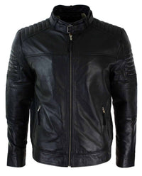 Genuine Real Leather Black Biker Mens Jacket Retro Vintage Tailored Fit UK