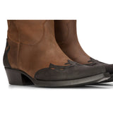 Mens High Western Boots Real Leather Brown Riding Dancing Hunting Cowboy Vintage Pointed Toe