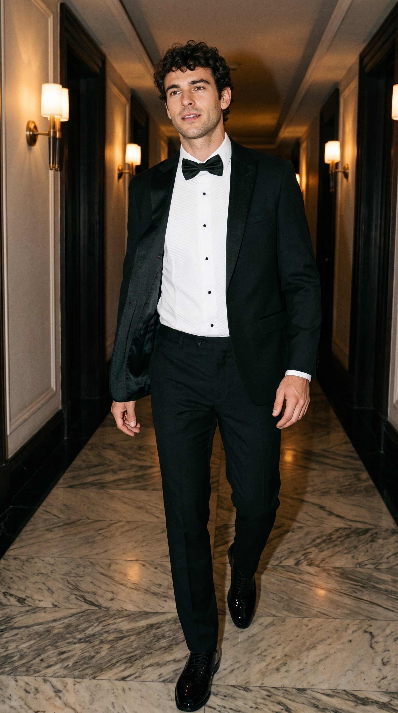 Look #799 styled with Aspen – męski czarny smoking, dwuczęściowy garnitur ślubny
