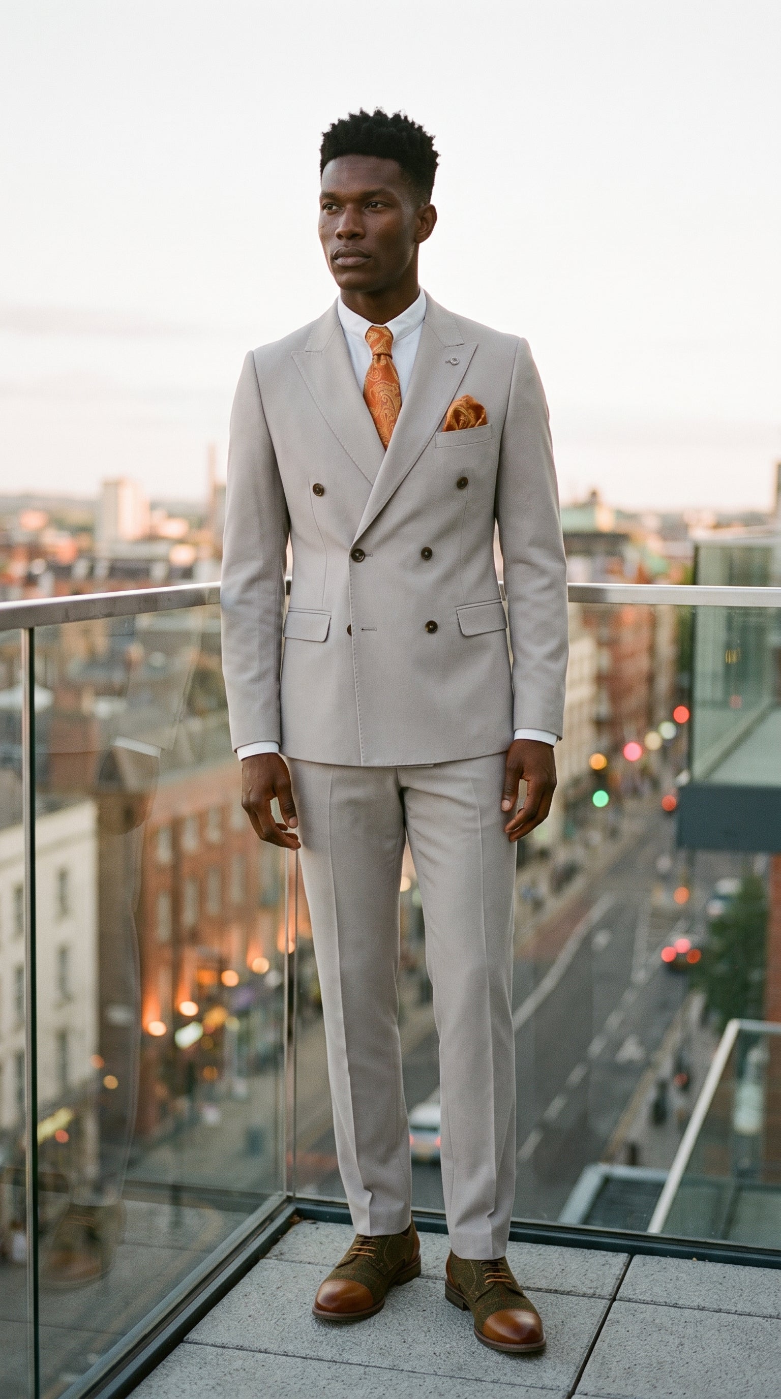 Look #660 styled with Mayfair - Męski dwuczęściowy garnitur dwurzędowy Stone