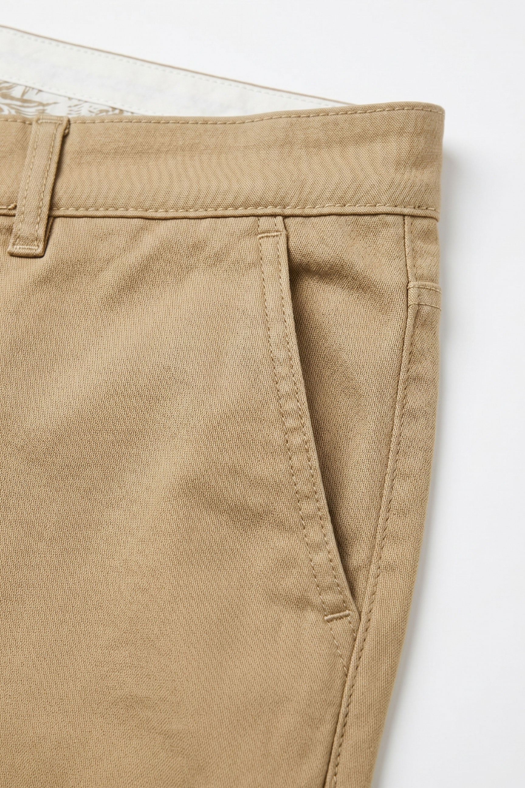 Męskie spodnie chino w kolorze khaki z mieszanki lnu, z cienkiej bawełny Tencel, letniej tkaniny