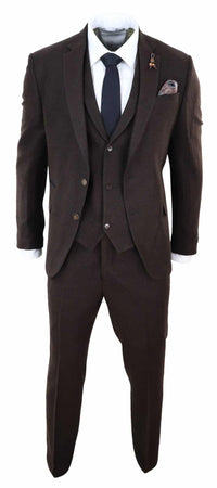 Brown Herringbone Tweed 3 Piece Suit
