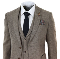Oak-Brown Herringbone Tweed 3 Piece Suit