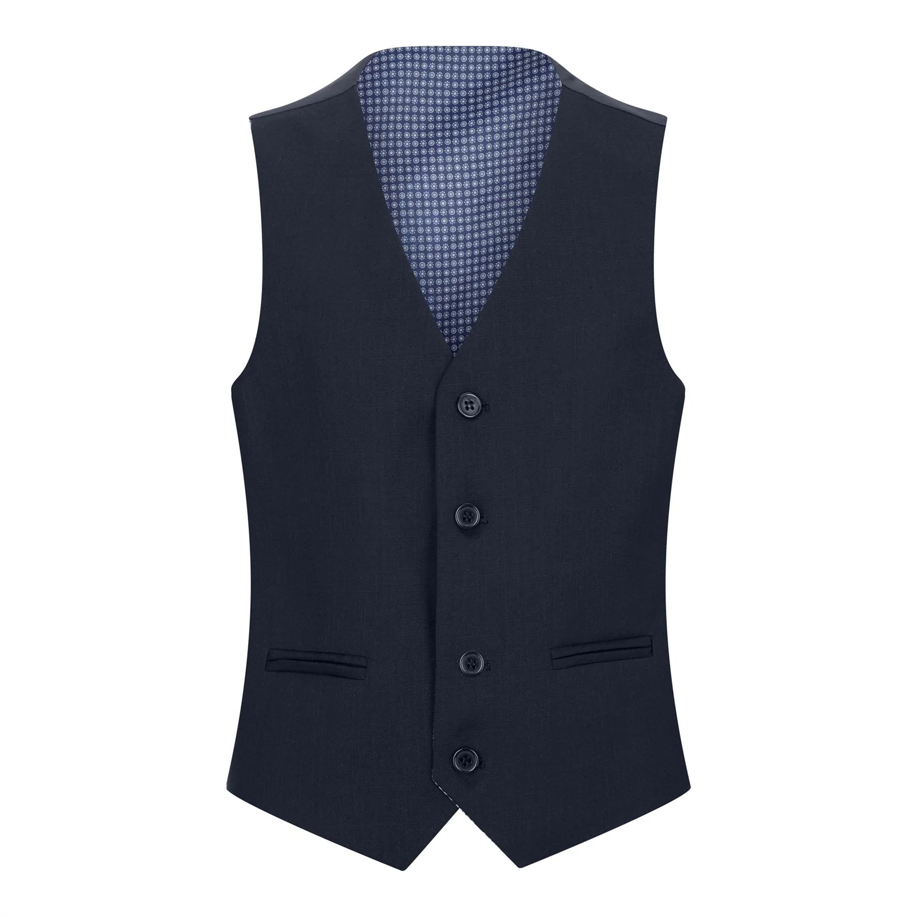 Boys Navy Blue 5 Piece Suit Blazer Waistcoat Shirt Tie Trousers Wedding Party