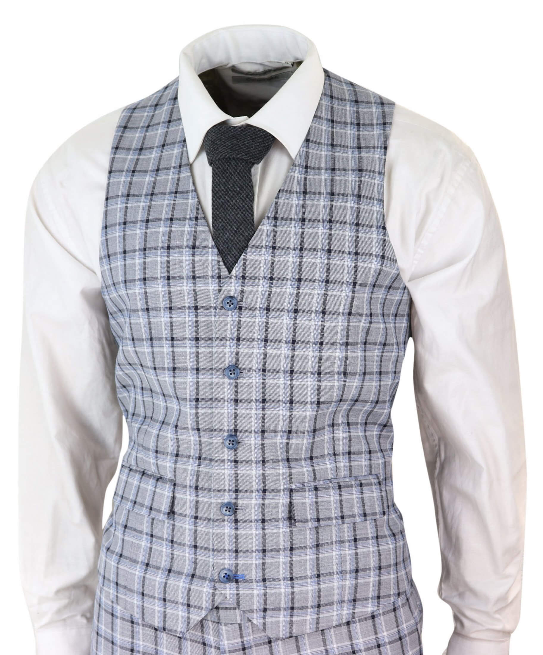 Mens Grey Pince of Whales Check 3 Piece Suit