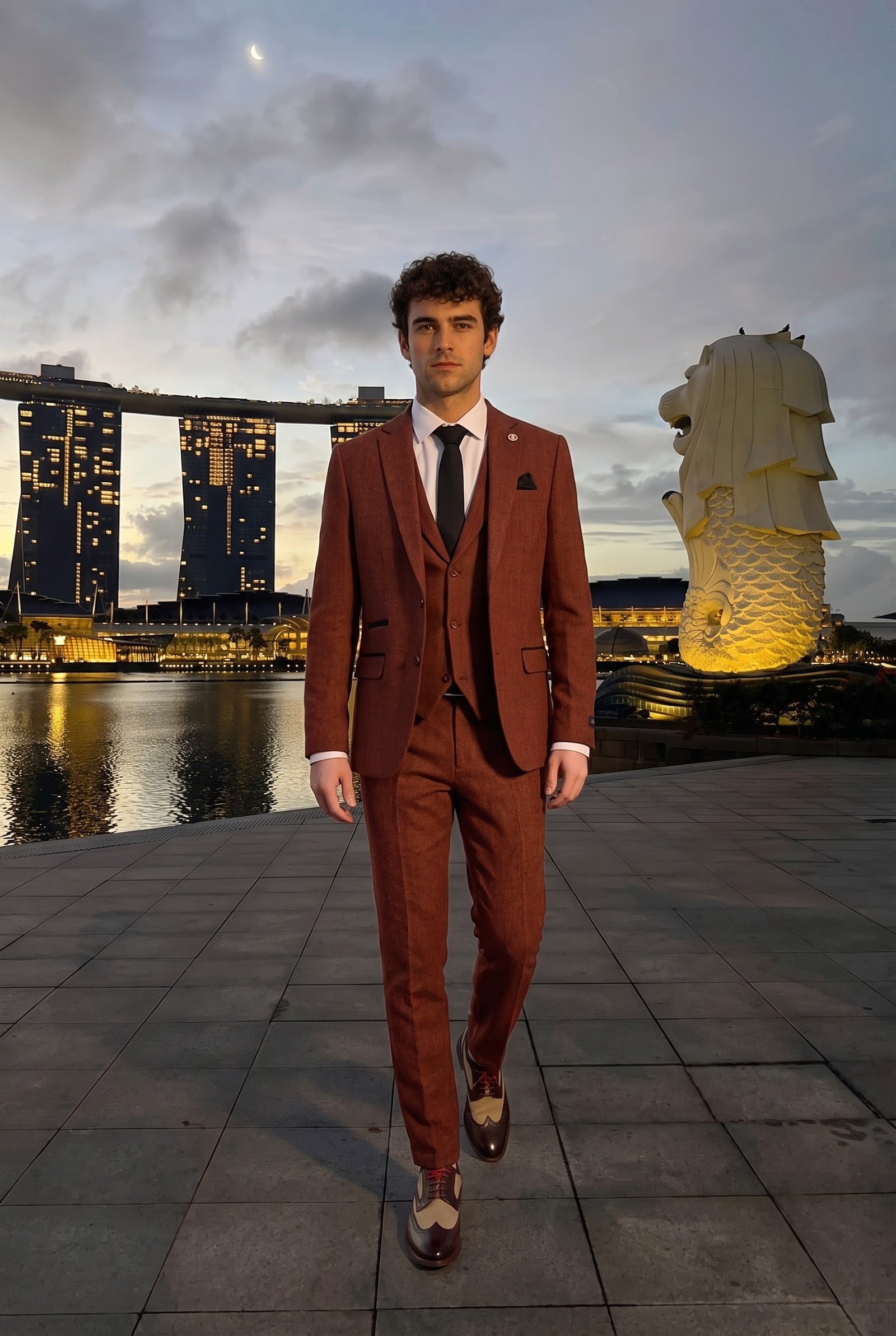 Look #935 styled with Garnitur 3-częściowy z tweedu w jodełkę w kolorze rdzy