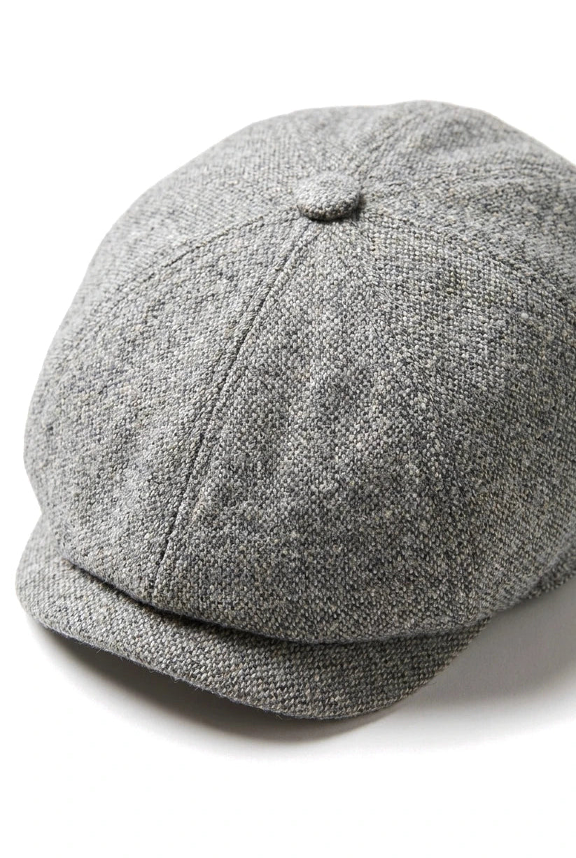 Czapka Baker Boy 8 Panel Shelby Hat z wełny tweedowej w klasycznym jasnoszarym kolorze Razor