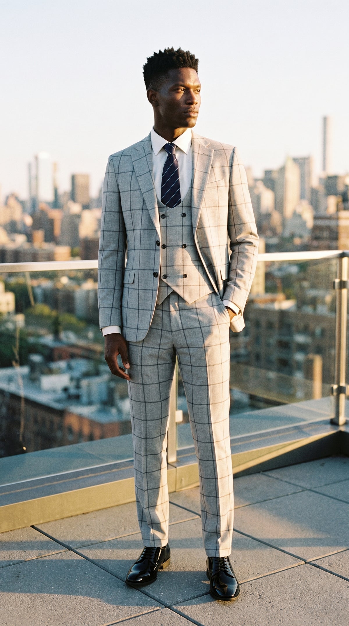 Look #332 styled with Jasnoszary garnitur w kratkę, 3 częściowy
