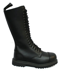 Unisex Real Leather Military Boots Black Ginders King Punk Rock Safety Steel Toe