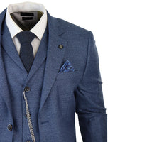 AK-09 Men's 3-Piece Tailored Blue Prince of Wales Check Suit