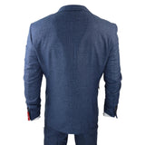 AK-09 Men's 3-Piece Tailored Blue Prince of Wales Check Suit