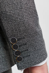 Męski garnitur 3-częściowy w kolorze szarym Glen Check