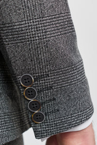 Męski garnitur 3-częściowy w kolorze szarym Glen Check