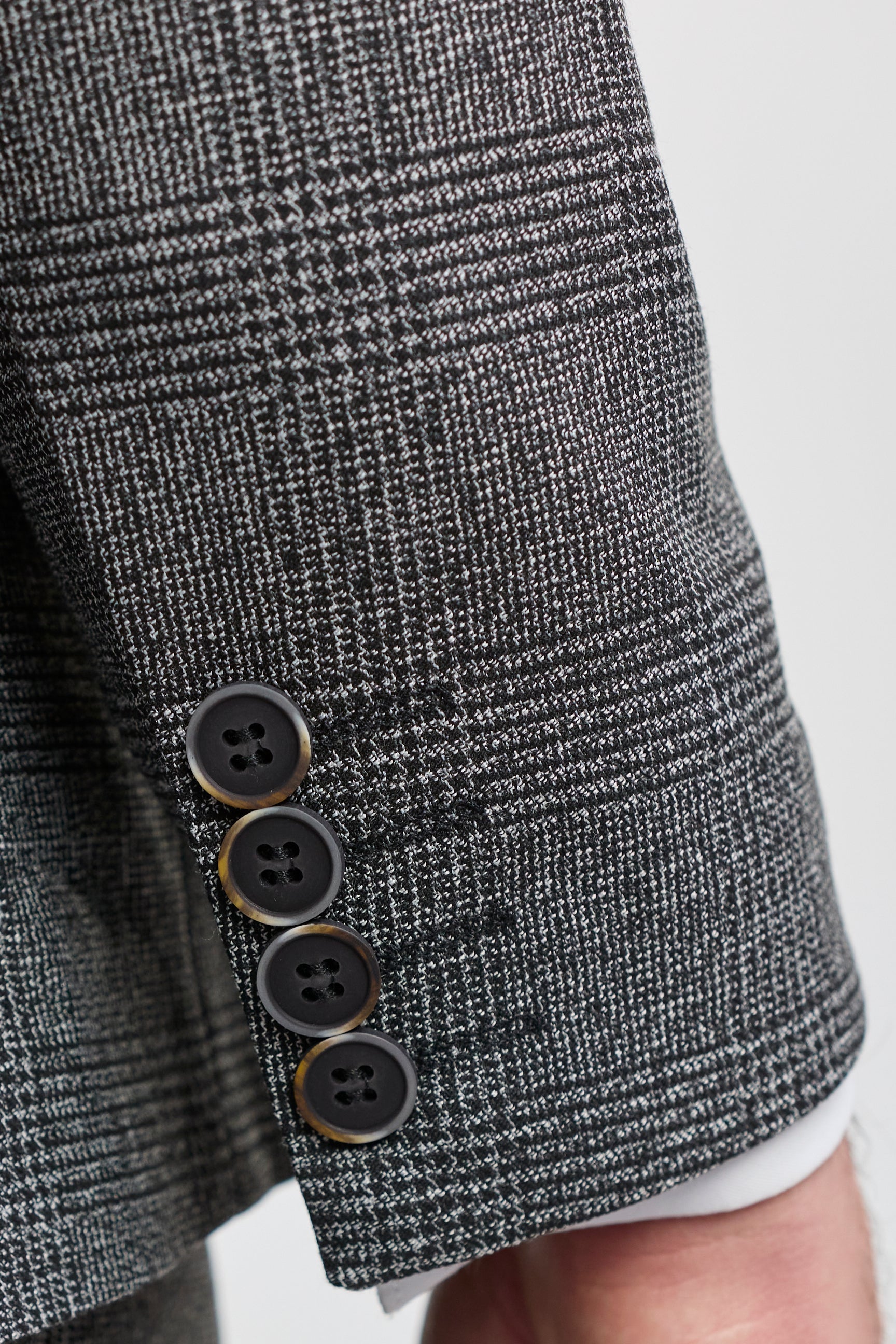 Męski garnitur 3-częściowy w kolorze szarym Glen Check