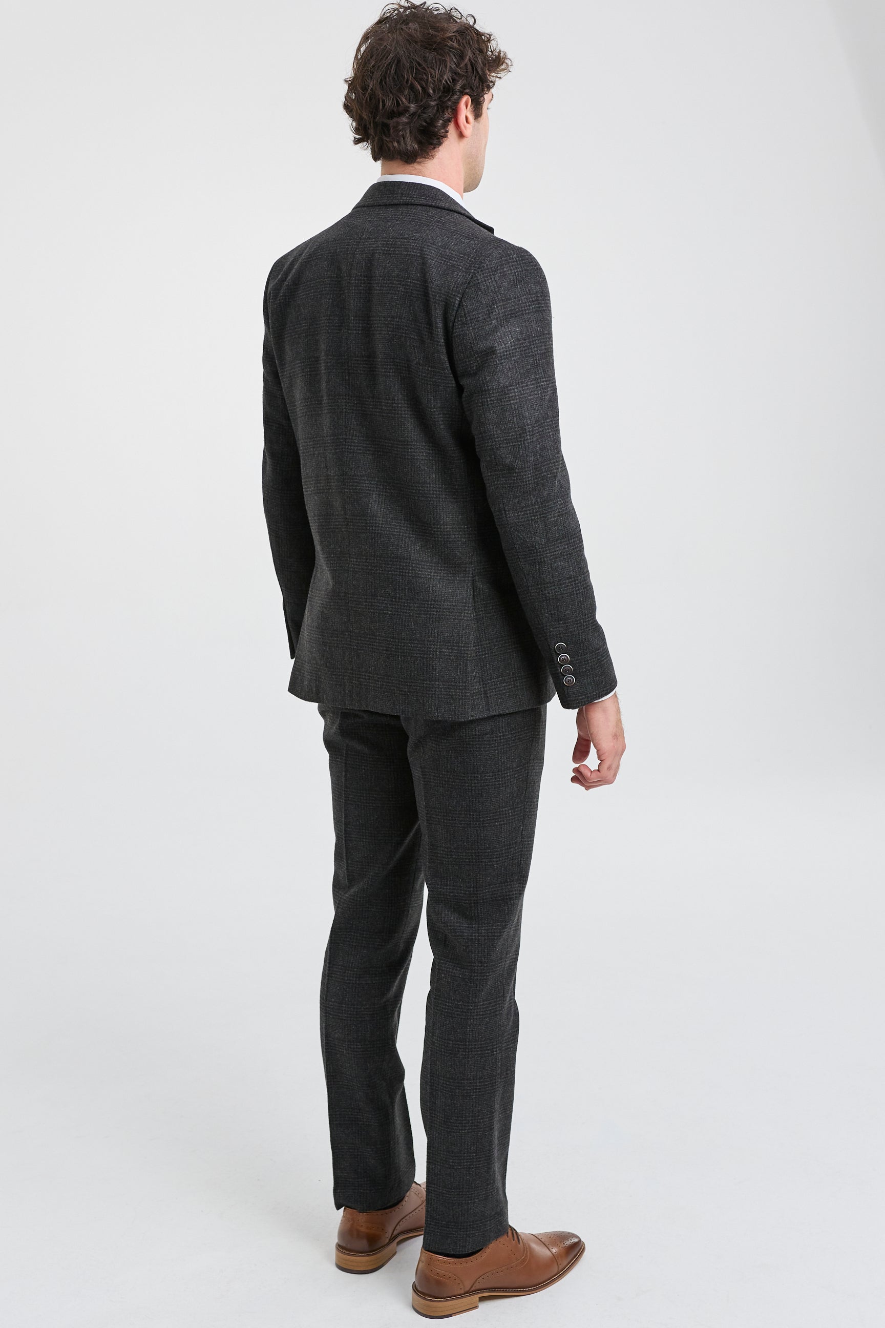 Czarny garnitur męski Glen Check 3-częściowy