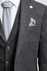 Czarny garnitur męski Glen Check 3-częściowy