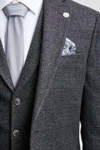 Czarny garnitur męski Glen Check 3-częściowy