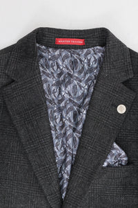 Czarny garnitur męski Glen Check 3-częściowy