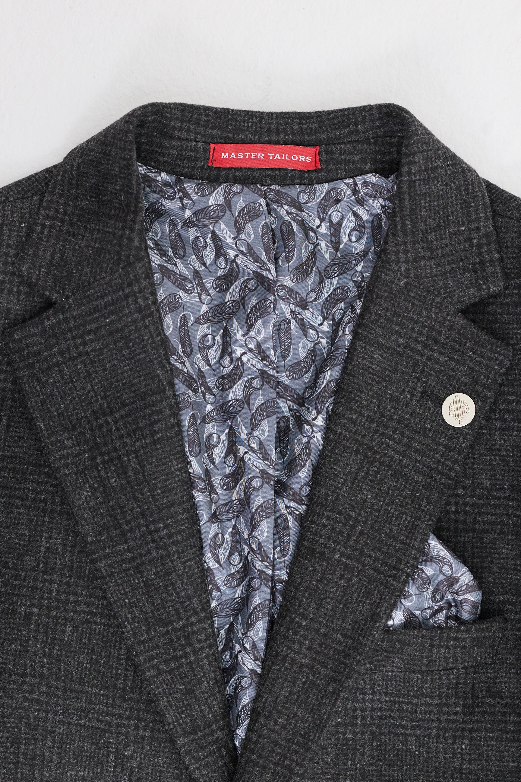 Czarny garnitur męski Glen Check 3-częściowy