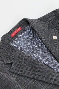 Męski garnitur 3-częściowy w szarą kratkę tartanową