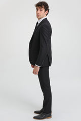 Paul Andrew Parker - Męski 3-częściowy garnitur w kolorze czarnym, dopasowany, klasyczny, na pogrzeb i żałobę