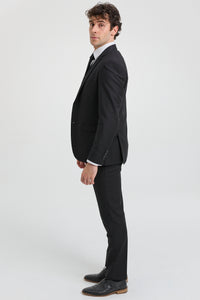 Paul Andrew Parker - Męski 3-częściowy garnitur w kolorze czarnym, dopasowany, klasyczny, na pogrzeb i żałobę