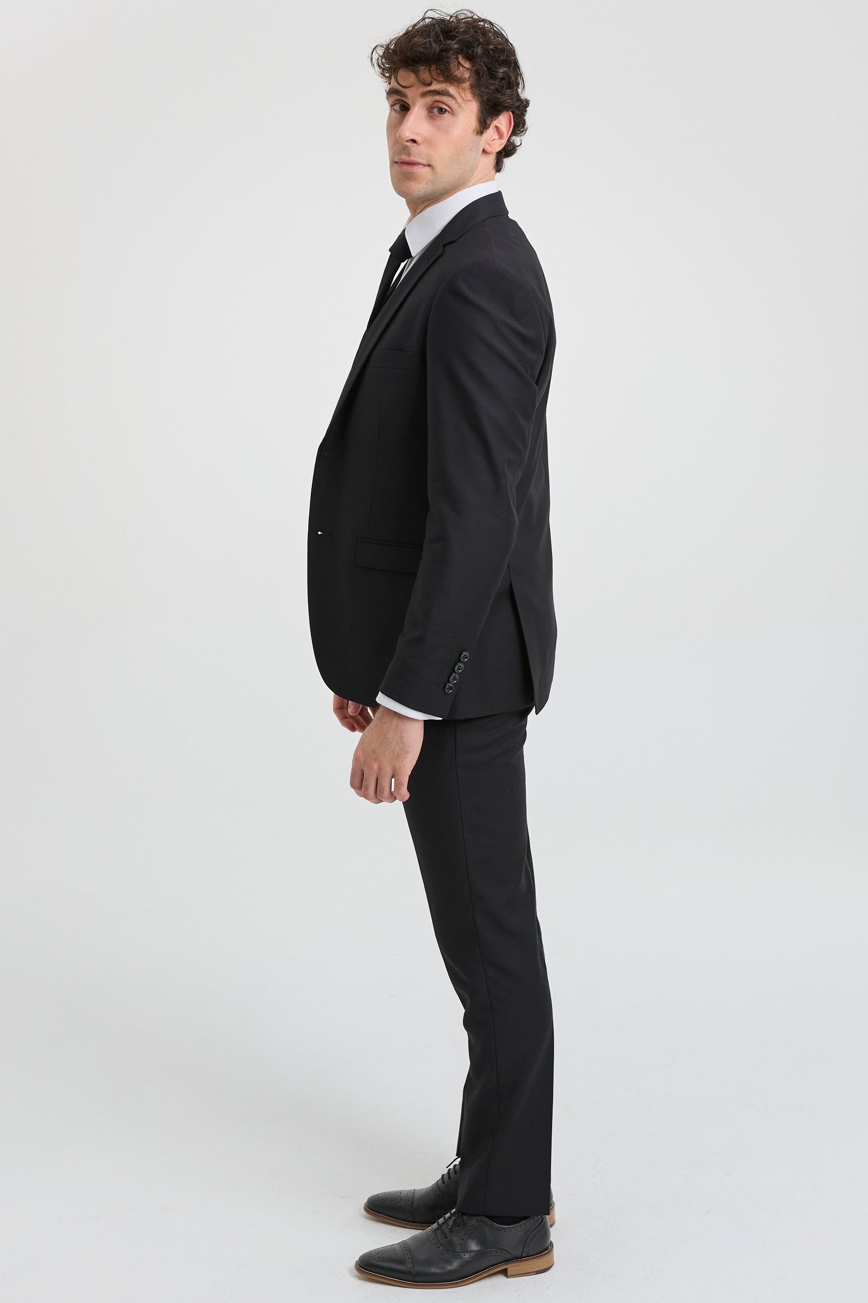 Paul Andrew Parker - Męski 3-częściowy garnitur w kolorze czarnym, dopasowany, klasyczny, na pogrzeb i żałobę