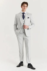 Belmont - Men's Silver 3 Piece Stitch Lapel Classic Suit