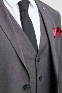 Męski ciemnoszary grafitowy garnitur 3-częściowy, klasyczny ścieg, ślub, lato, bal, klasyczny