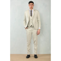 IM200 - Men's Cream Tailored Fit Wedding 3 Piece Suit