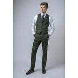 Joshua Men's 3-Piece Green Tweed Slim Fit Suit