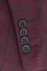 Męski garnitur 3-częściowy z wełny tweedowej w kolorze śliwkowo-winnym w kratkę, lata 20. XX wieku, Gatsby